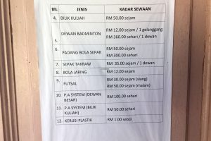 Kadar sewa fasiliti dan kemudahan Jabatan Belia dan Sukan Negeri Terengganu bagi tahun 2018. Kredit Foto - PenyuSukan.com