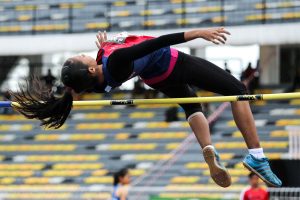 Pelompat tinggi wanita tunggal Terengganu Hanelang; Tuan Juliana bintin Tuan Hassan meraih pingat gangsa di pentas Sukan Malaysia(SUKMA) Perak 2018 edisi ke-19 dengan kutipan mata 1.6300. Kredit Foto - Sekretariat SUKMA Perak 2018