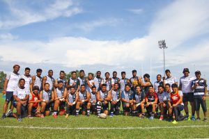 Barisan para pemain bersama jurulatih & pegawai Persatuan Ragbi Negeri Terengganu yang membawa cabaran dalam kejohanan ragbi Piala Agong 2018 edisi ke-36. Kredit Foto - PenyuSukan.com