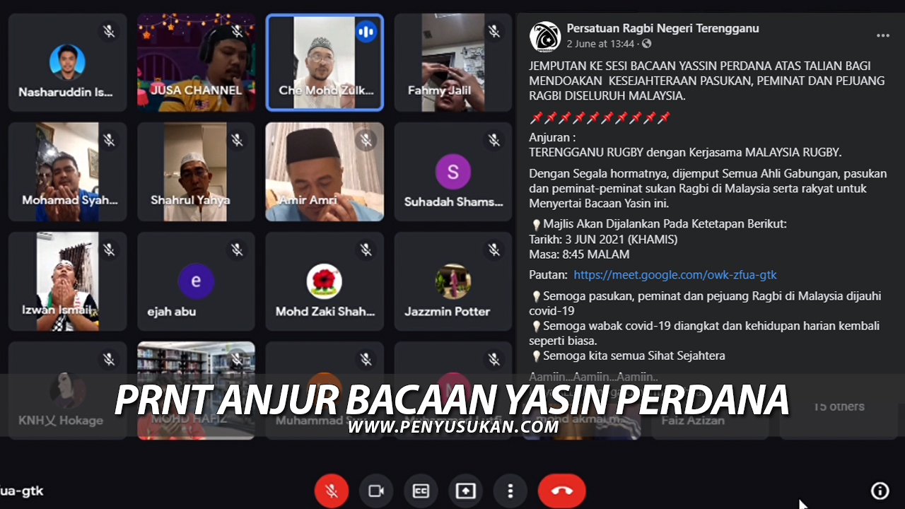 Persatuan Ragbi Negeri Terengganu Anjur Bacaan Yasin Perdana COVID-19