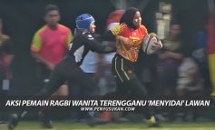 Aksi Pemain Ragbi Wanita Terengganu 'Menyidai' Lawan
